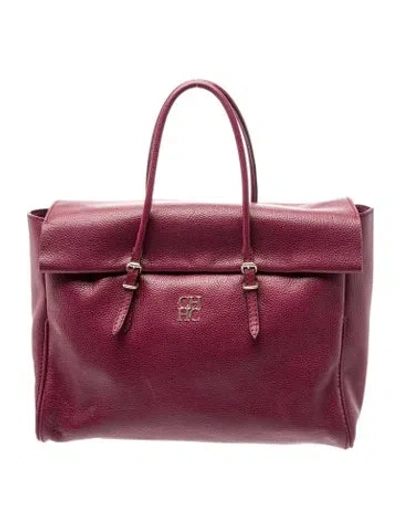Pre-owned Carolina Herrera Leather Shoulder Bag In Burgundy