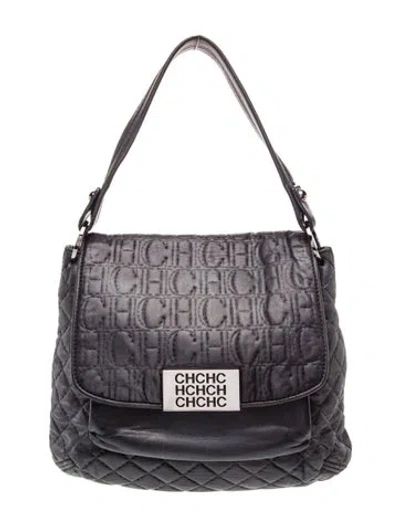 Pre-owned Carolina Herrera Leather Shoulder Bag In Gray