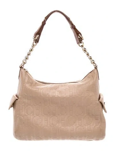 Pre-owned Carolina Herrera Leather Shoulder Bag In Neutral