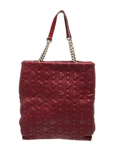 Pre-owned Carolina Herrera Leather Shoulder Bag In Red