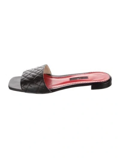 Pre-owned Carolina Herrera Leather Slides In Red