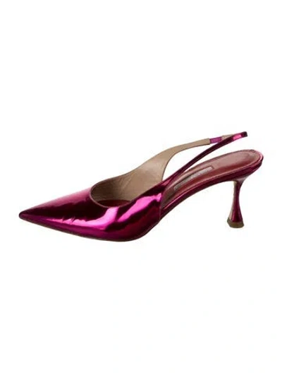 Pre-owned Carolina Herrera Leather Slingback Pumps In Pink
