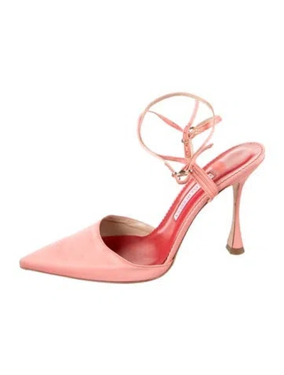 Pre-owned Carolina Herrera Leather Slingback Pumps In Pink