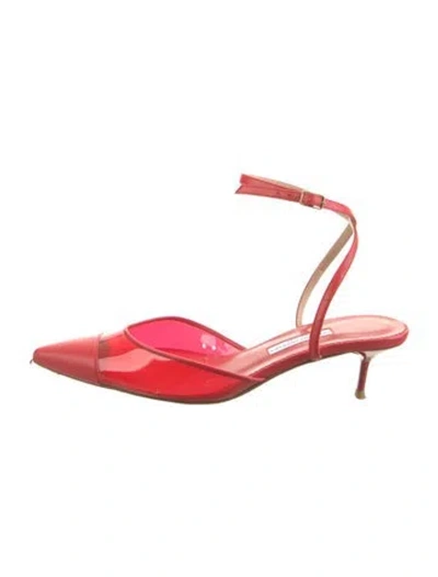 Pre-owned Carolina Herrera Leather Slingback Pumps In Red