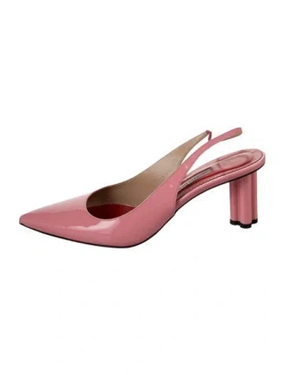 Pre-owned Carolina Herrera Leather Slingback Pumps In Red
