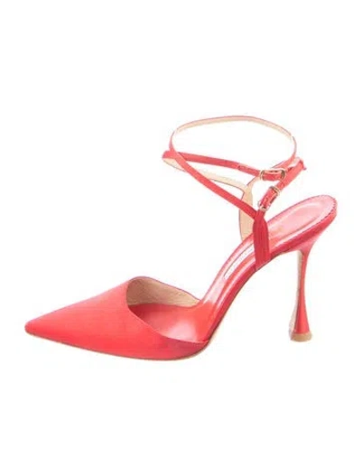 Pre-owned Carolina Herrera Leather Slingback Pumps In Red