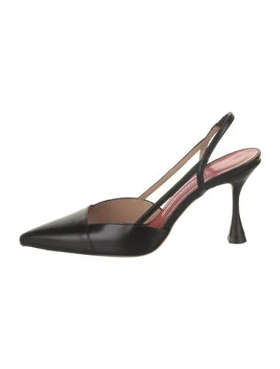Pre-owned Carolina Herrera Leather Slingback Pumps W/ Tags In Black