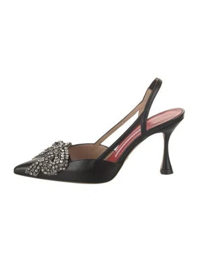 Pre-owned Carolina Herrera Leather Slingback Pumps W/ Tags In Black