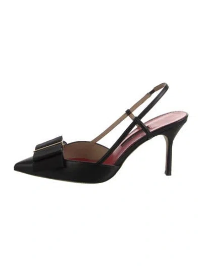 Pre-owned Carolina Herrera Leather Slingback Pumps W/ Tags In Black