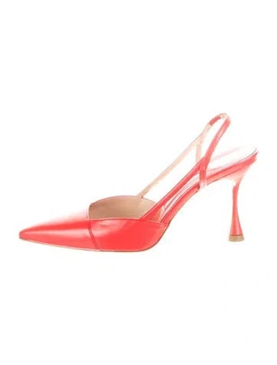 Pre-owned Carolina Herrera Leather Slingback Pumps W/ Tags In Red