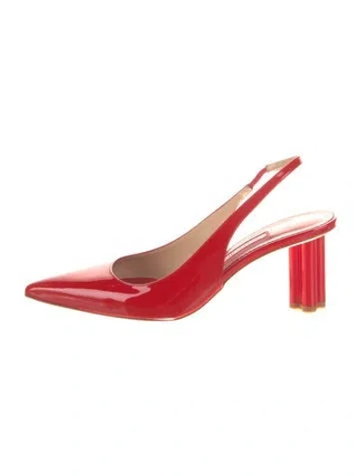 Pre-owned Carolina Herrera Leather Slingback Pumps W/ Tags In Red