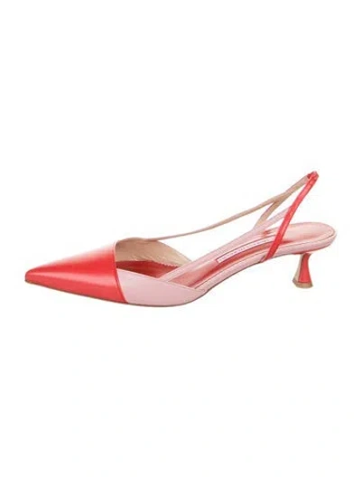 Pre-owned Carolina Herrera Leather Slingback Pumps W/ Tags In Red