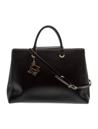 Pre-owned Carolina Herrera Leather Top Handle Bag In Black
