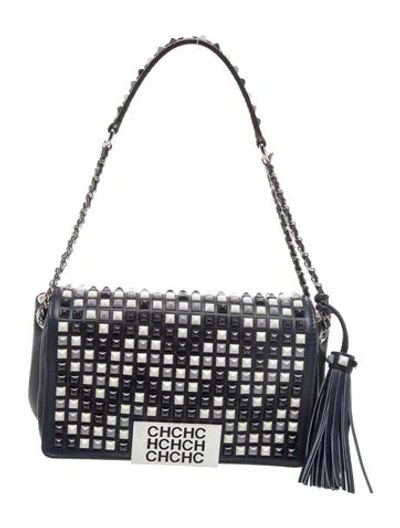 Pre-owned Carolina Herrera Leather Top Handle Bag In Blue