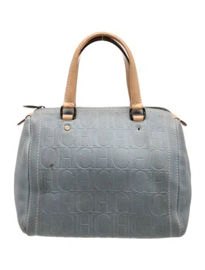 Pre-owned Carolina Herrera Leather Top Handle Bag In Blue