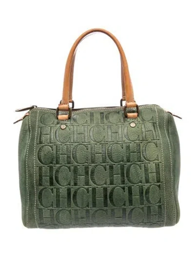 Pre-owned Carolina Herrera Leather Top Handle Bag In Green