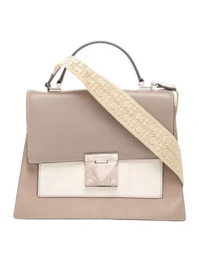 Pre-owned Carolina Herrera Leather Top Handle Bag In Neutrals