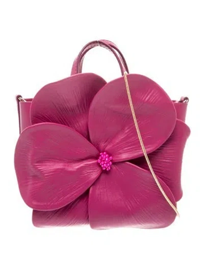 Pre-owned Carolina Herrera Leather Top Handle Bag In Pink