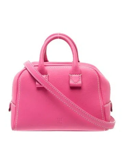 Pre-owned Carolina Herrera Leather Top Handle Bag In Pink