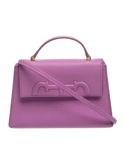Pre-owned Carolina Herrera Leather Top Handle Bag In Purple
