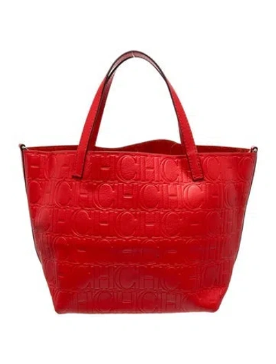 Pre-owned Carolina Herrera Leather Top Handle Bag In Red