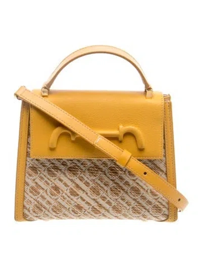 Pre-owned Carolina Herrera Leather Top Handle Bag W/ Tags In Neutral