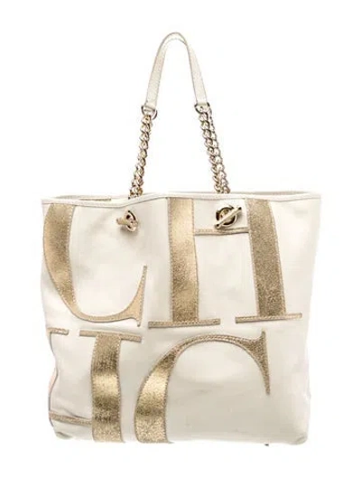 Pre-owned Carolina Herrera Leather Tote In Neutral
