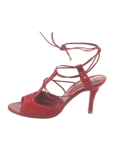 Pre-owned Carolina Herrera Leather T-strap Pumps In Red