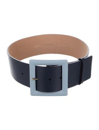Pre-owned Carolina Herrera Leather Waist Belt In Blue