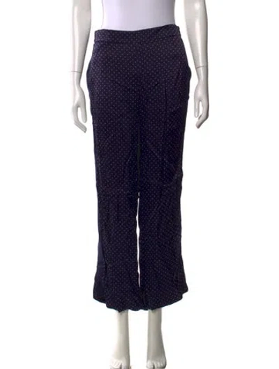 Pre-owned Carolina Herrera Leather Wide Leg Pants In Blue