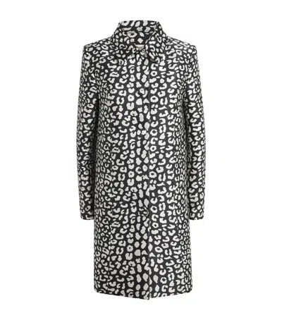 Carolina Herrera Leopard Jacquard Trench Coat In Black