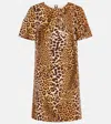 Carolina Herrera Leopard-print Cotton-blend Minidress In Multi-color