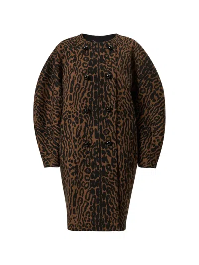 Carolina Herrera Cocoon Leopard-jacquard Wool Coat In Animal Print