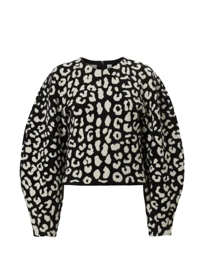 Carolina Herrera Leopard-patterned Sweater In 블랙