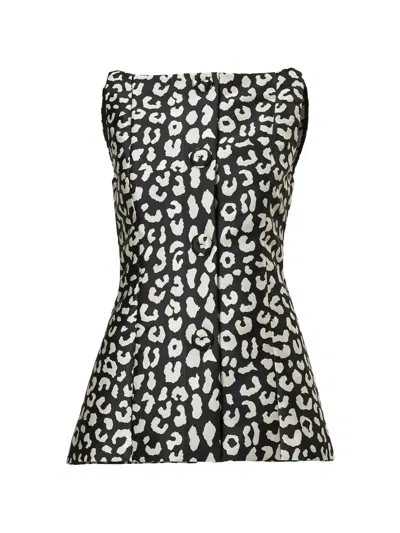 Carolina Herrera Leopard-print Boat-neck Top In Multi