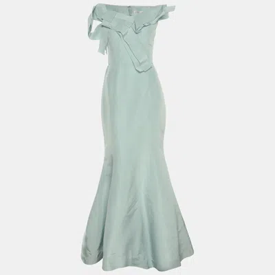 Pre-owned Carolina Herrera Light Blue Crepe Maxi Dress M