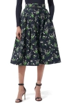 Carolina Herrera Floral-print Pleated Full Midi Skirt In Midnight Multi
