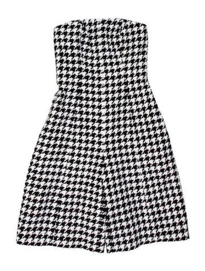 Pre-owned Carolina Herrera Linen Houndstooth Print Jumpsuit W/ Tags In Multi
