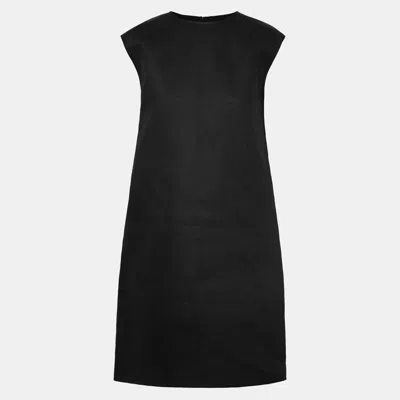 Pre-owned Carolina Herrera Linen Knee Length Dress 14 In Black