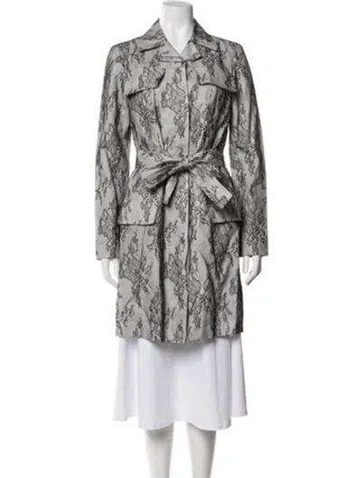 Pre-owned Carolina Herrera Linen Lace Pattern Coat In Multi