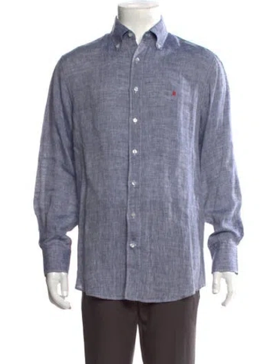 Pre-owned Carolina Herrera Linen Long Sleeve Shirt In Blue