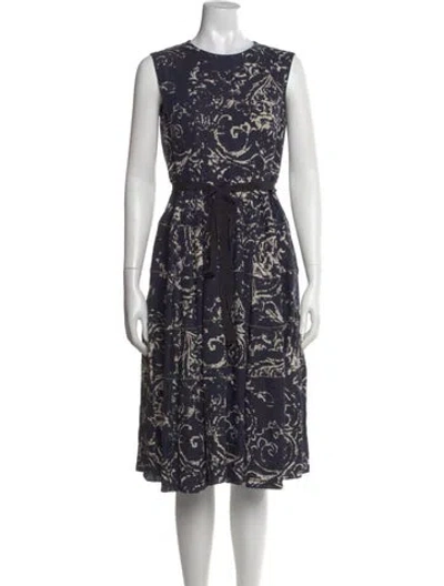 Pre-owned Carolina Herrera Linen Midi Length Dress In Blue