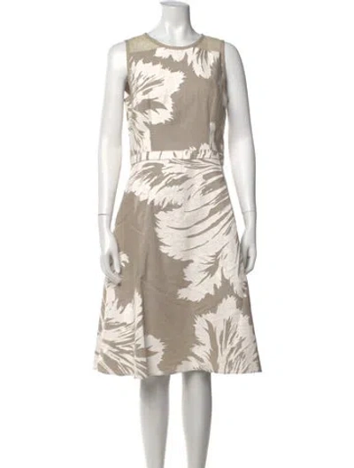 Pre-owned Carolina Herrera Linen Midi Length Dress In Neutral