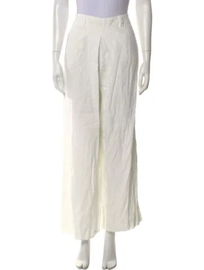 Pre-owned Carolina Herrera Linen Wide Leg Pants In Neutral