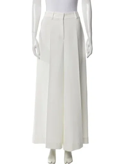 Pre-owned Carolina Herrera Linen Wide Leg Pants In White
