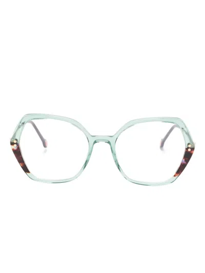 Carolina Herrera Logo-engraved Oversize-frame Glasses In Purple