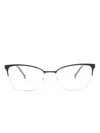 Carolina Herrera Metallic Rectangular-frame Glasses In Schwarz