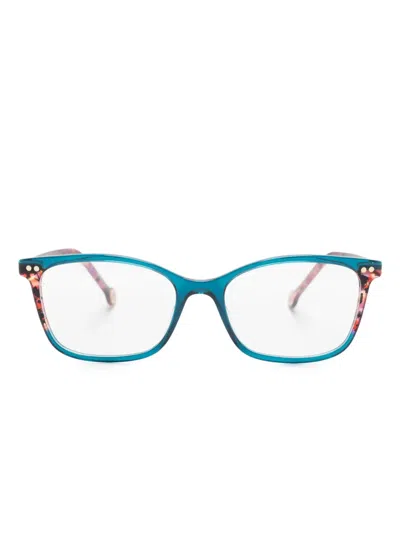 Carolina Herrera Logo-engraved Square-frame Glasses In 粉色