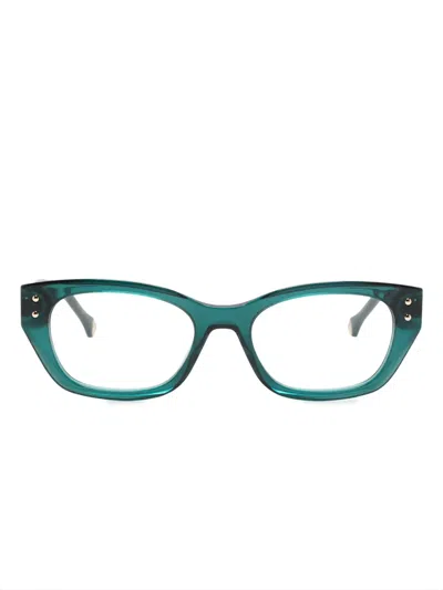 Carolina Herrera Logo-plaque Cat-eye Frame Glasses In Green
