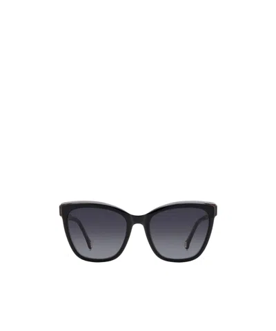 Carolina Herrera Logo-print Cat-eye Frame Sunglasses In Black